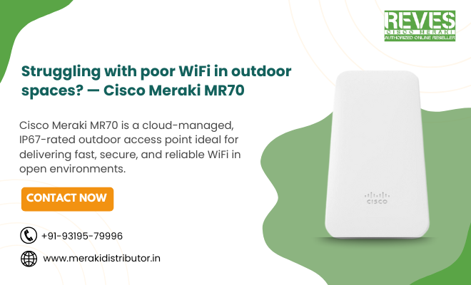 Cisco Meraki MR70 Outdoor Access Point – Weatherproof WiFi Device